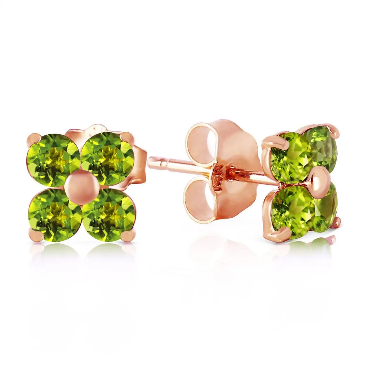 1.15 Carat 14K Solid Rose Gold Diana Peridot Stud Earrings