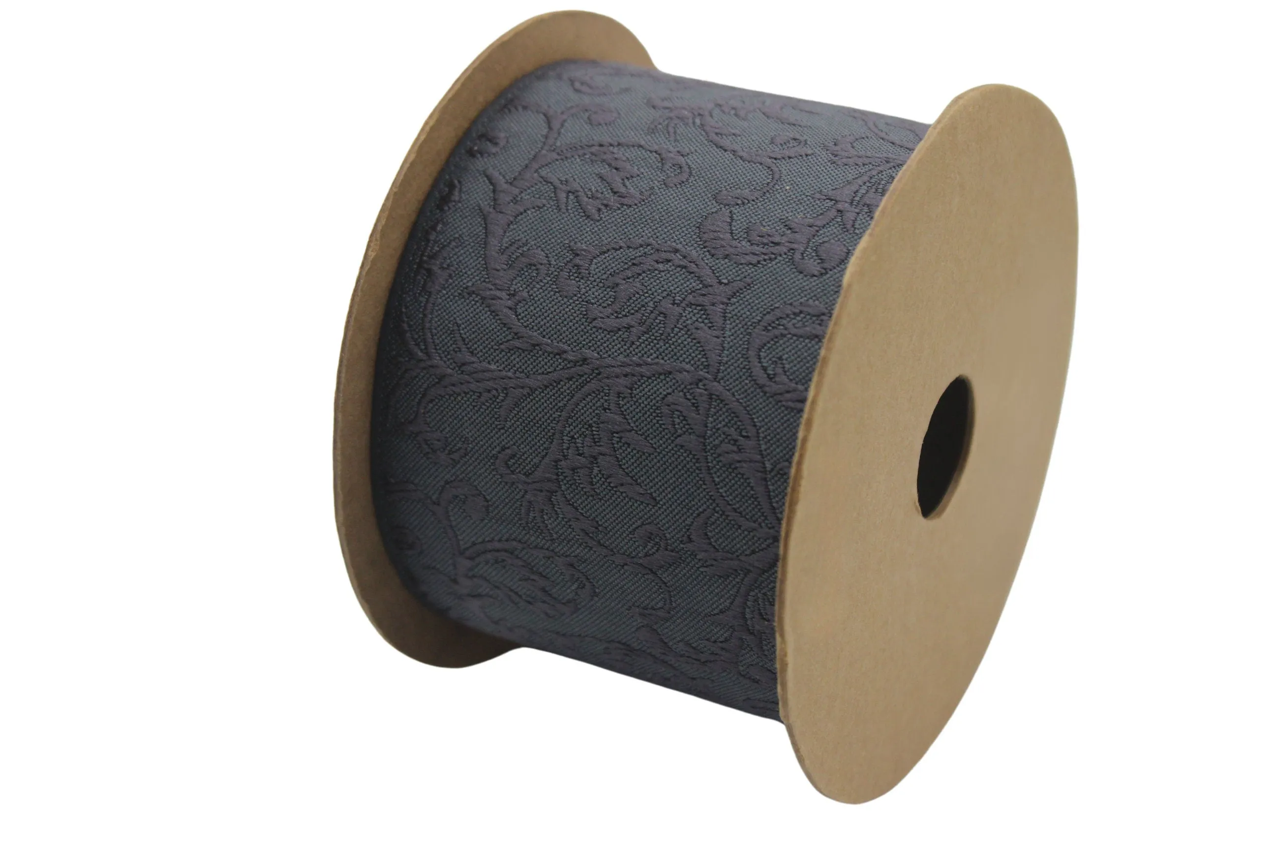 2.7" Embroidery Curtain Trim, Dark Grey Color Jacquard Ribbon for Curtains, Drapery Banding, Drapery Trim Tape, Woven Border 212 V8