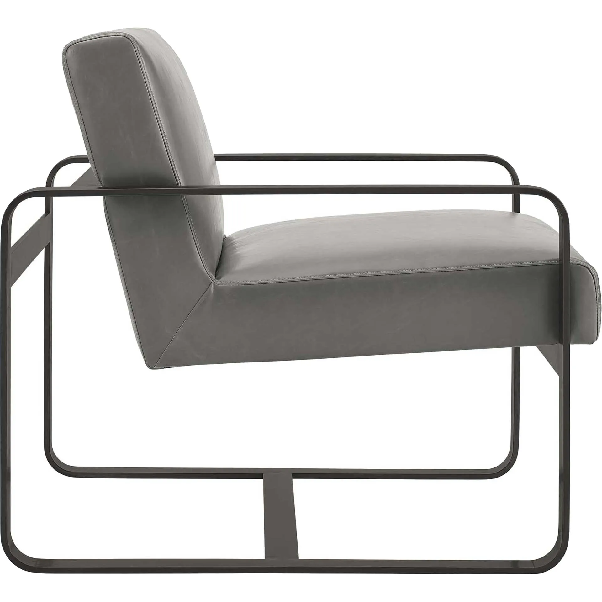 Abdiel Leather Armchair Gray