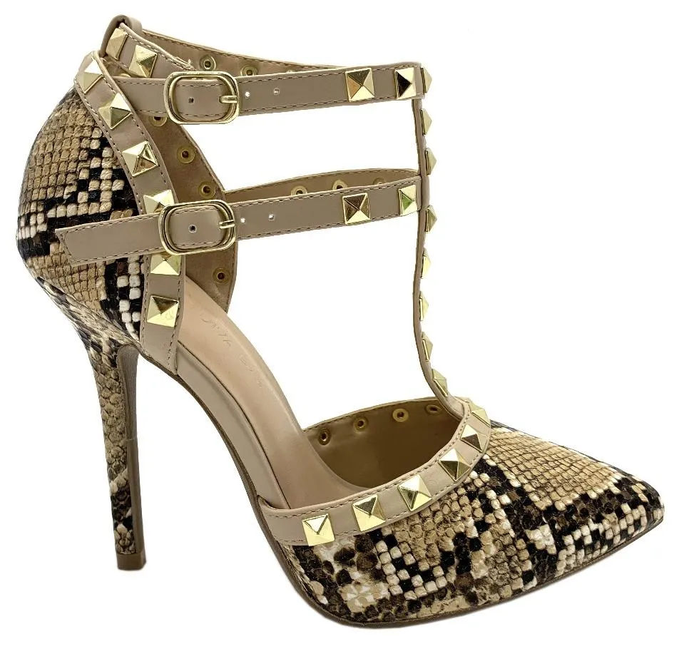 ADORA-180 SNAKE BITE STUDDED DESIGNER SEXY STILETTOS HEELS