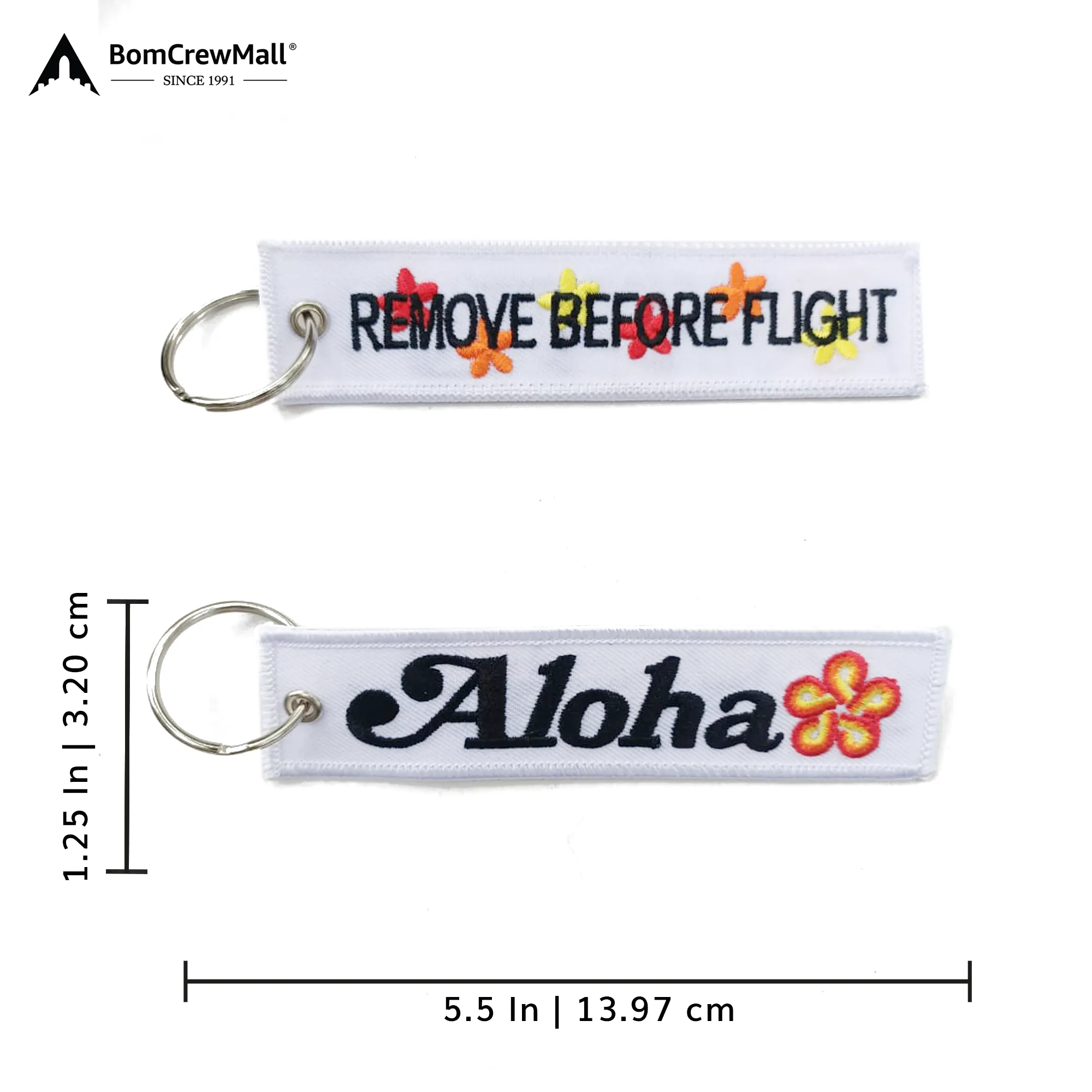 ALOHA WHITE EMBROIDERY BAG TAG