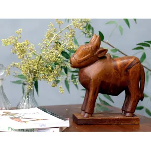 Artistically Handcrafted Wooden Cow