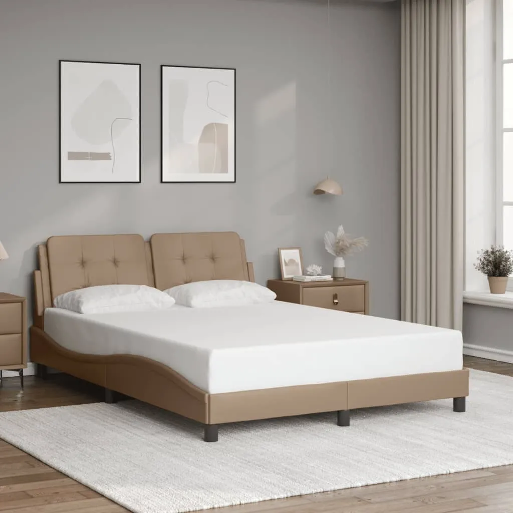 Bed Frame with Headboard Cappuccino 140x200 cm Faux Leather