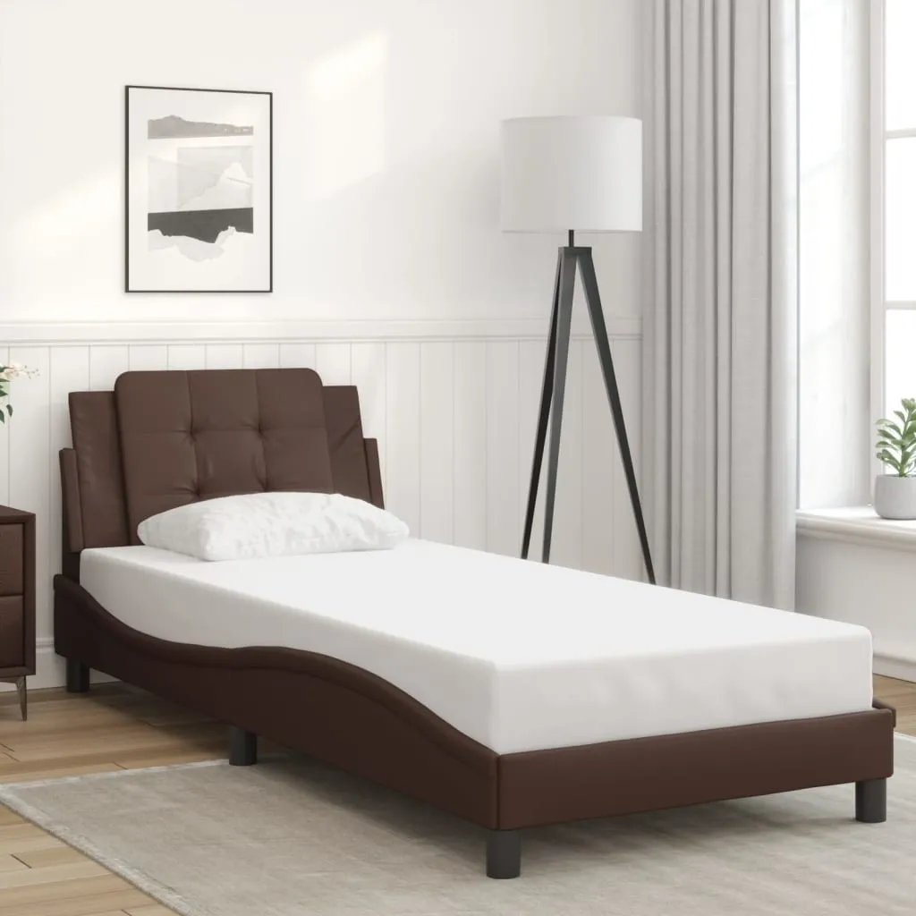 Bed Frame without Mattress Brown 90x200 cm Faux Leather