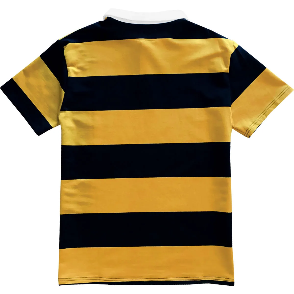 Black and Yellow Comfortable Stretch Short Sleeve Striped Men's Rugby Shirt