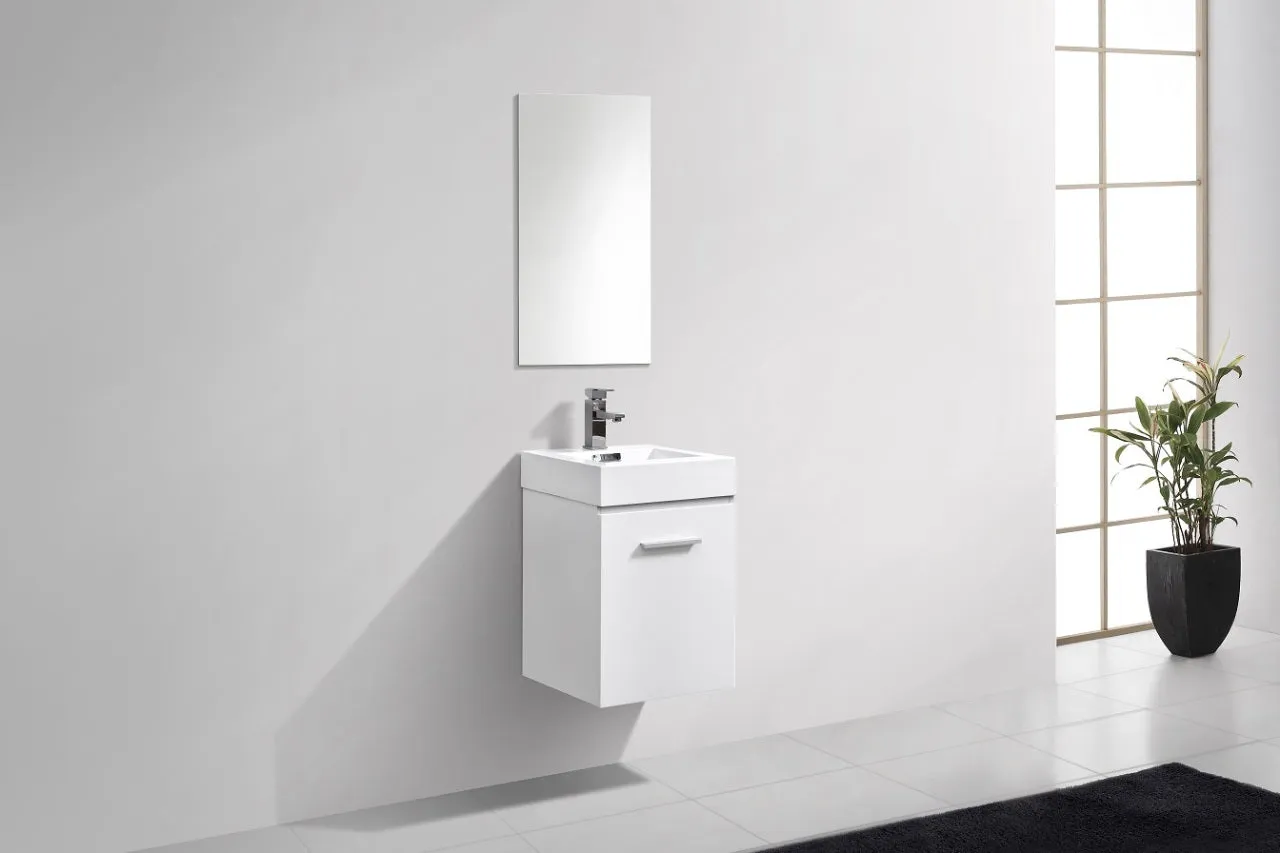 Bliss 16" High Gloss White Wall Mount Modern Bathroom Vanity