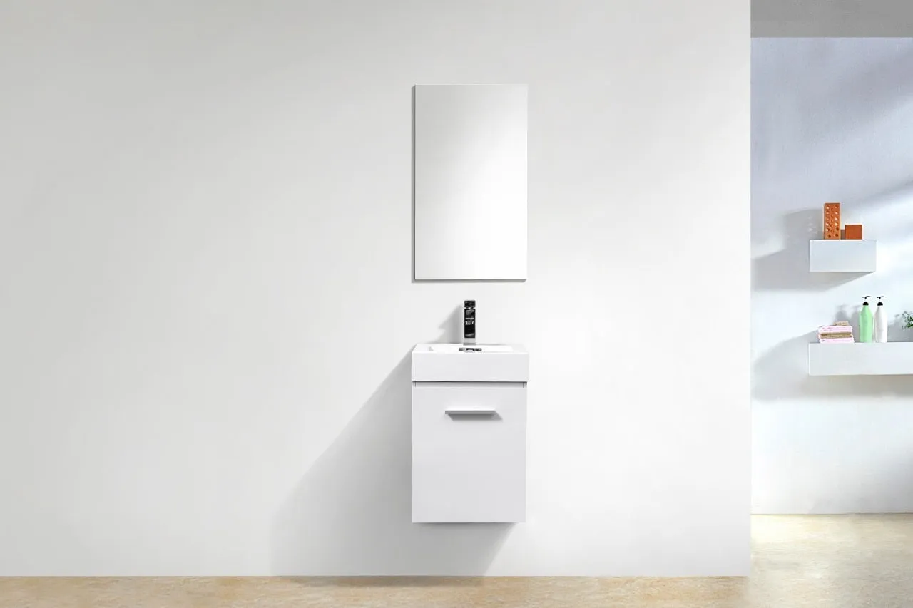 Bliss 16" High Gloss White Wall Mount Modern Bathroom Vanity