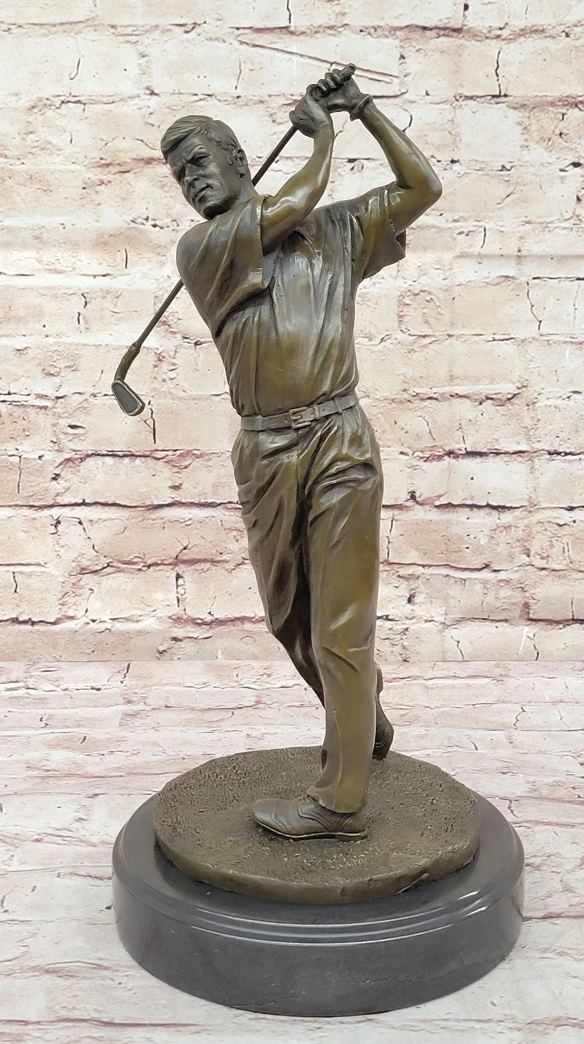 Bobby Jones Classic Golfer Art Bronze Marble Statue Golf Club Pro Shop Sculpture