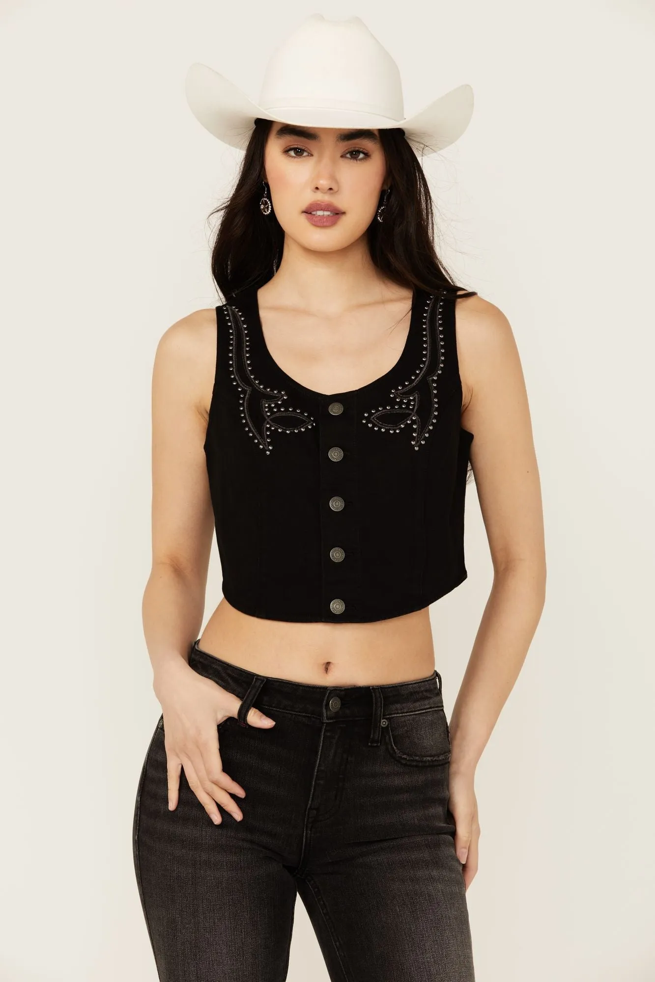 Burbank Embroidered and Studded Super Stretch Bustier