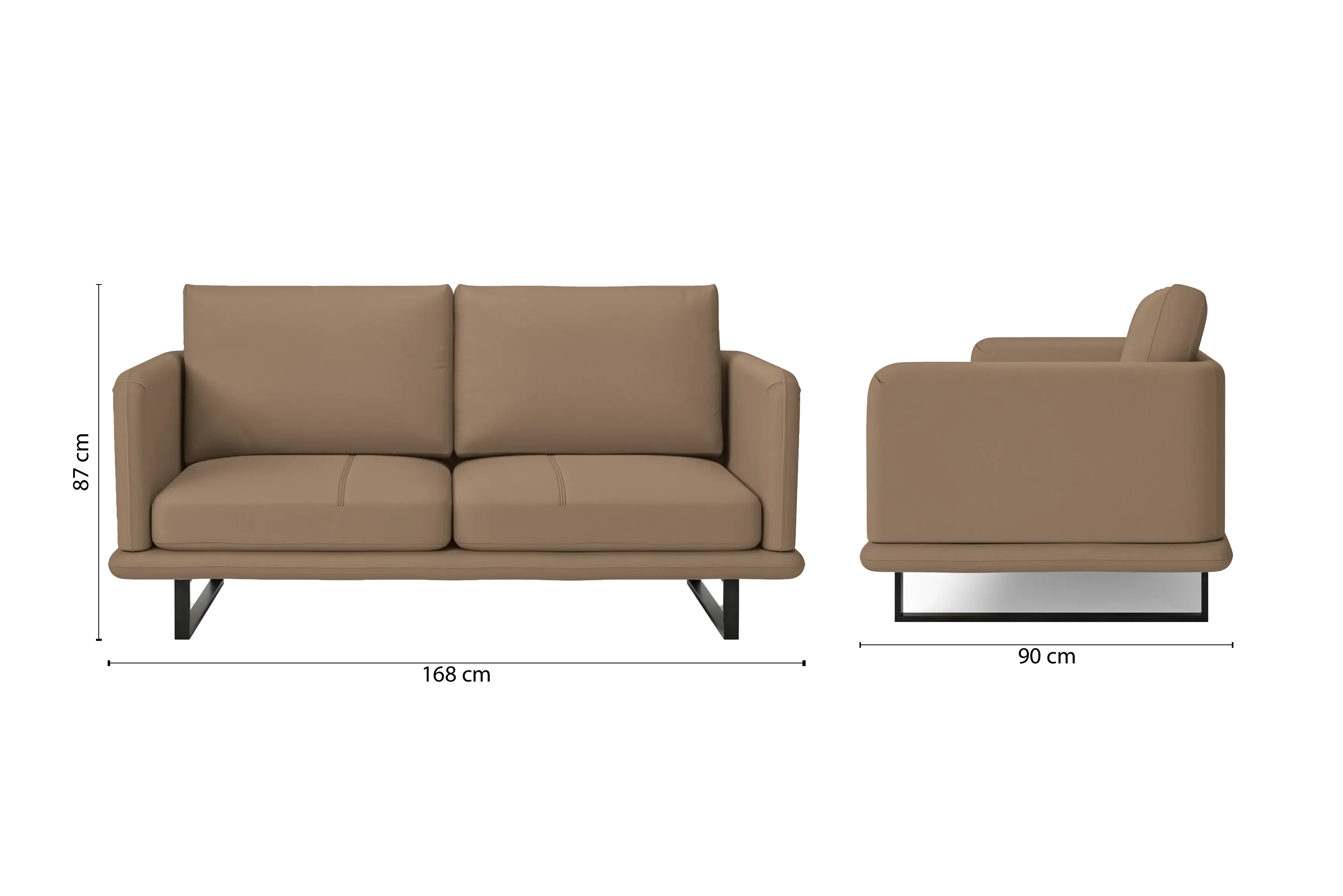 Calabria 2 Seater Sofa Stone Leather