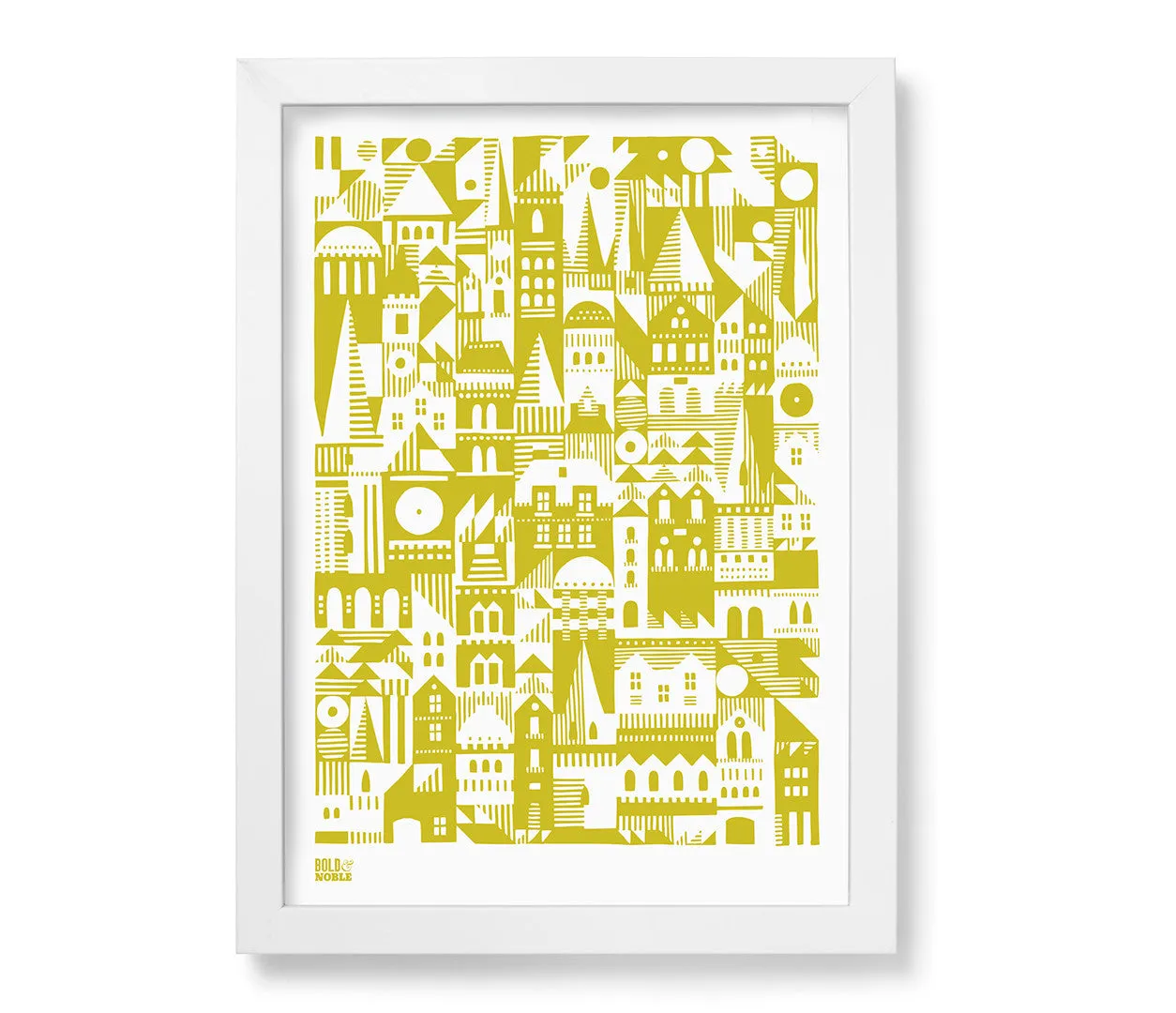 'Coming Home' Geometric Art Print in Yellow Moss