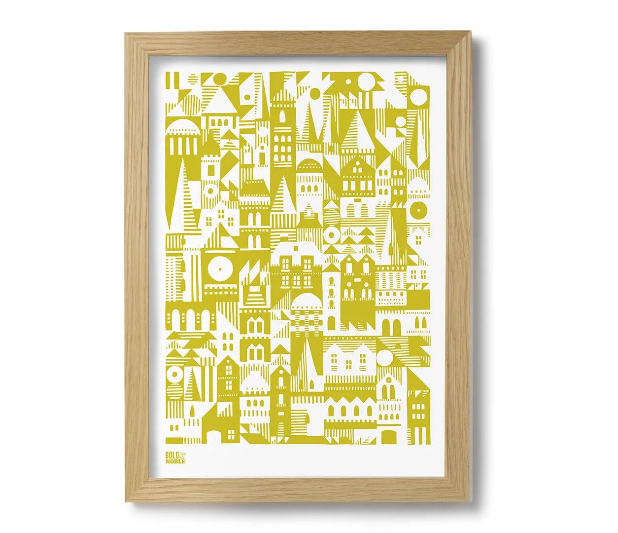 'Coming Home' Geometric Art Print in Yellow Moss