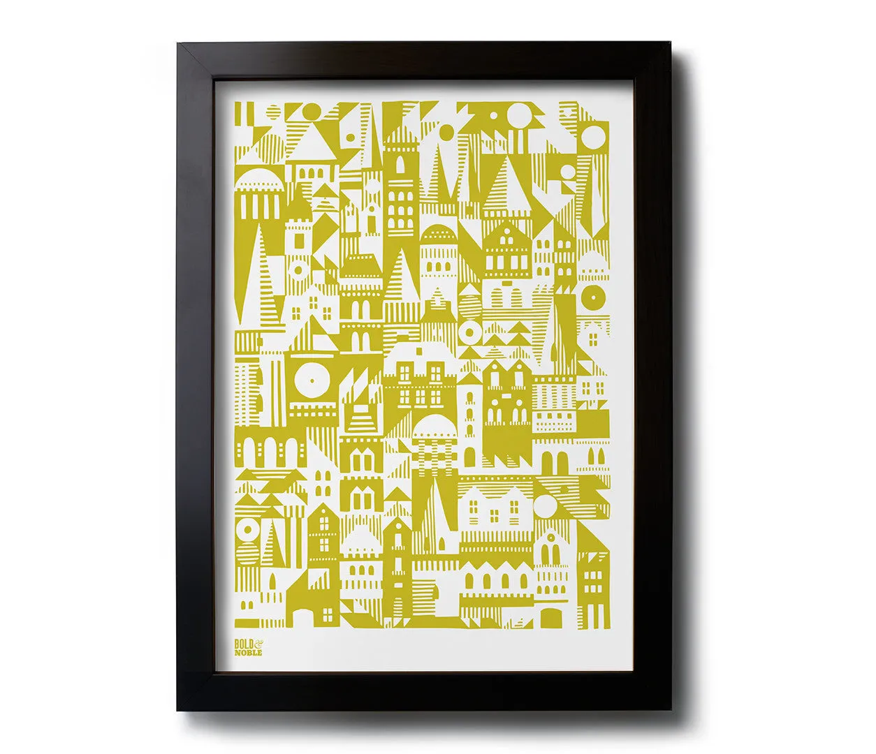 'Coming Home' Geometric Art Print in Yellow Moss