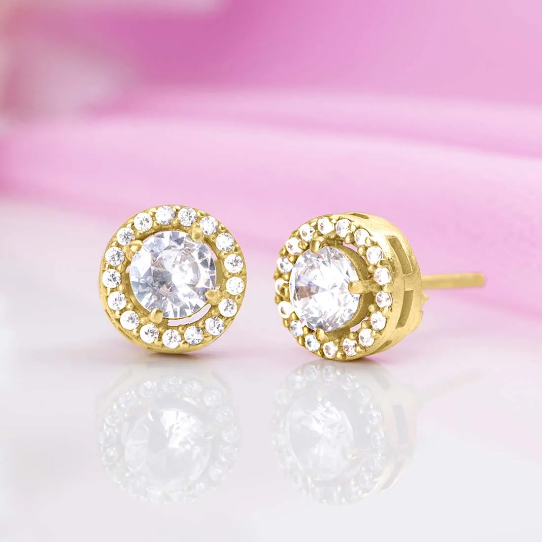 CZ studded Gold Plated Silver Earring