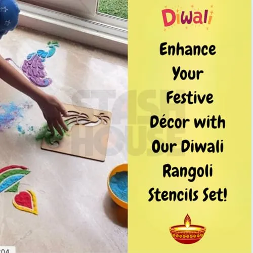 Diwali Rangoli Stencil Set of 4 (4x4 Inch) – Traditional Festival Floor Décor