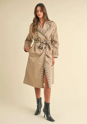 Double Breasted Embroidered Trench Coat