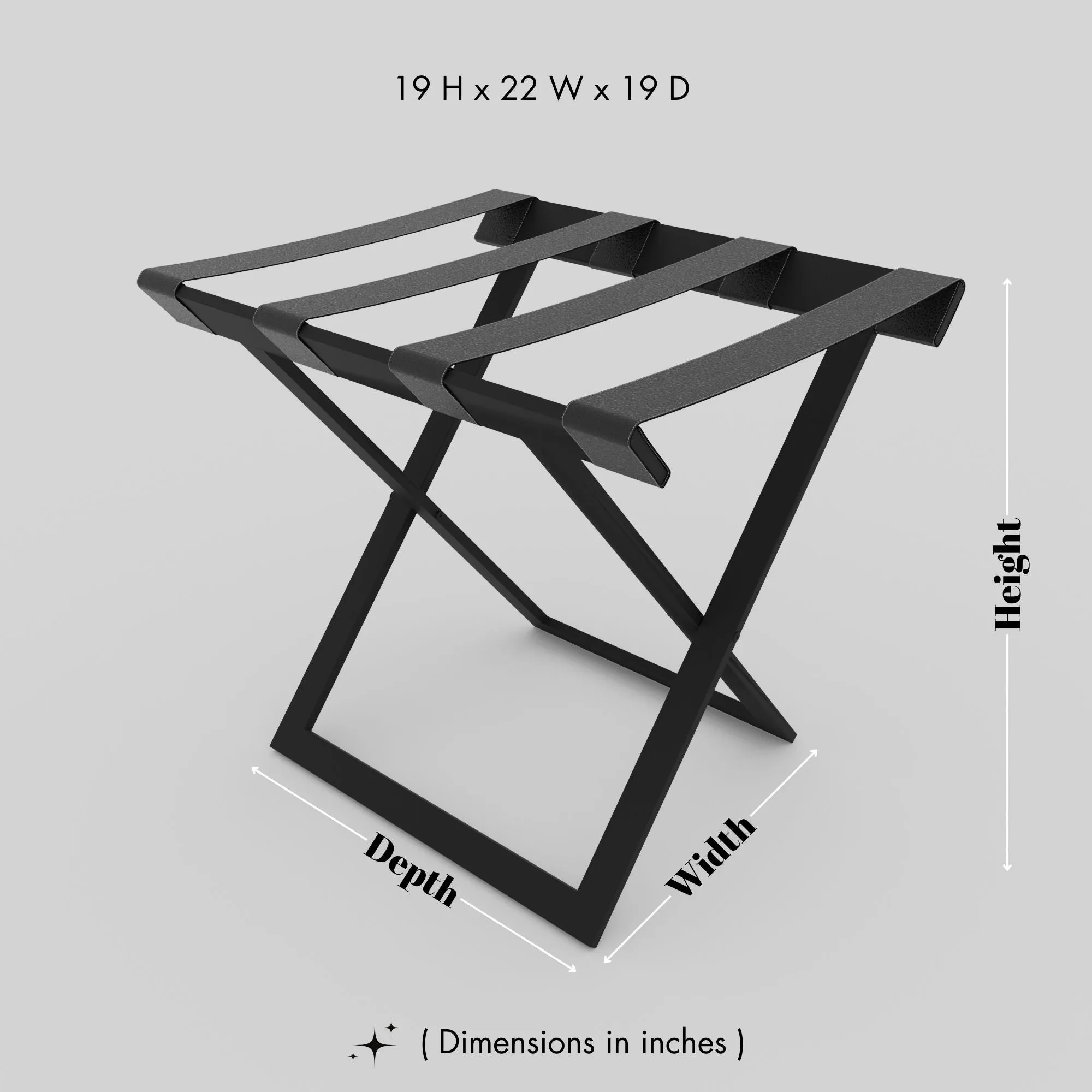 Foldable Metal Luggage Rack with Genuie Leather