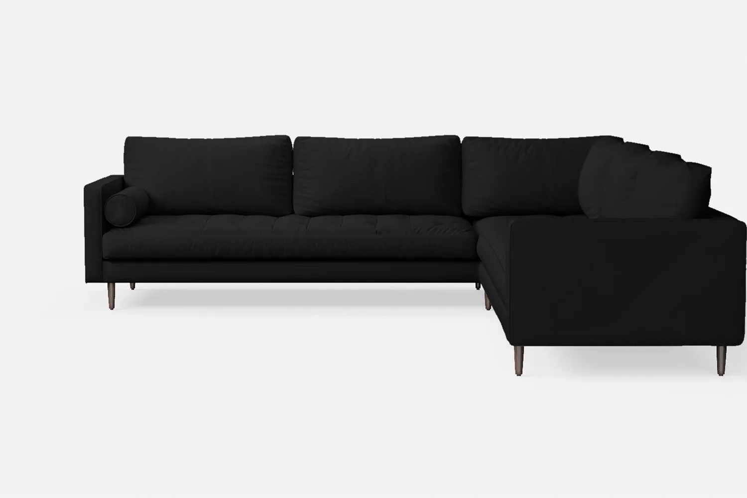 Gela 5 Seater Corner Sofa Black Leather