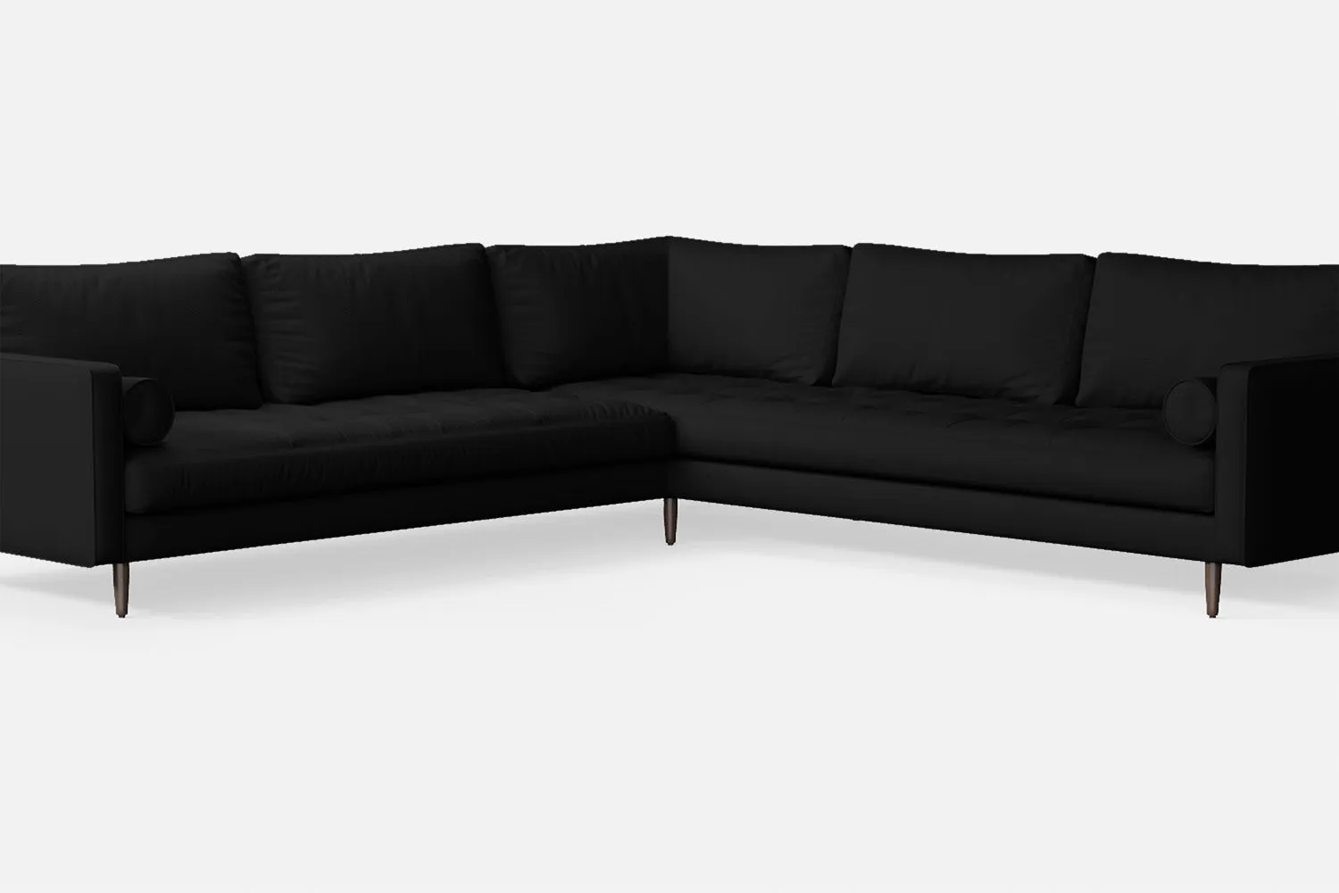 Gela 5 Seater Corner Sofa Black Leather