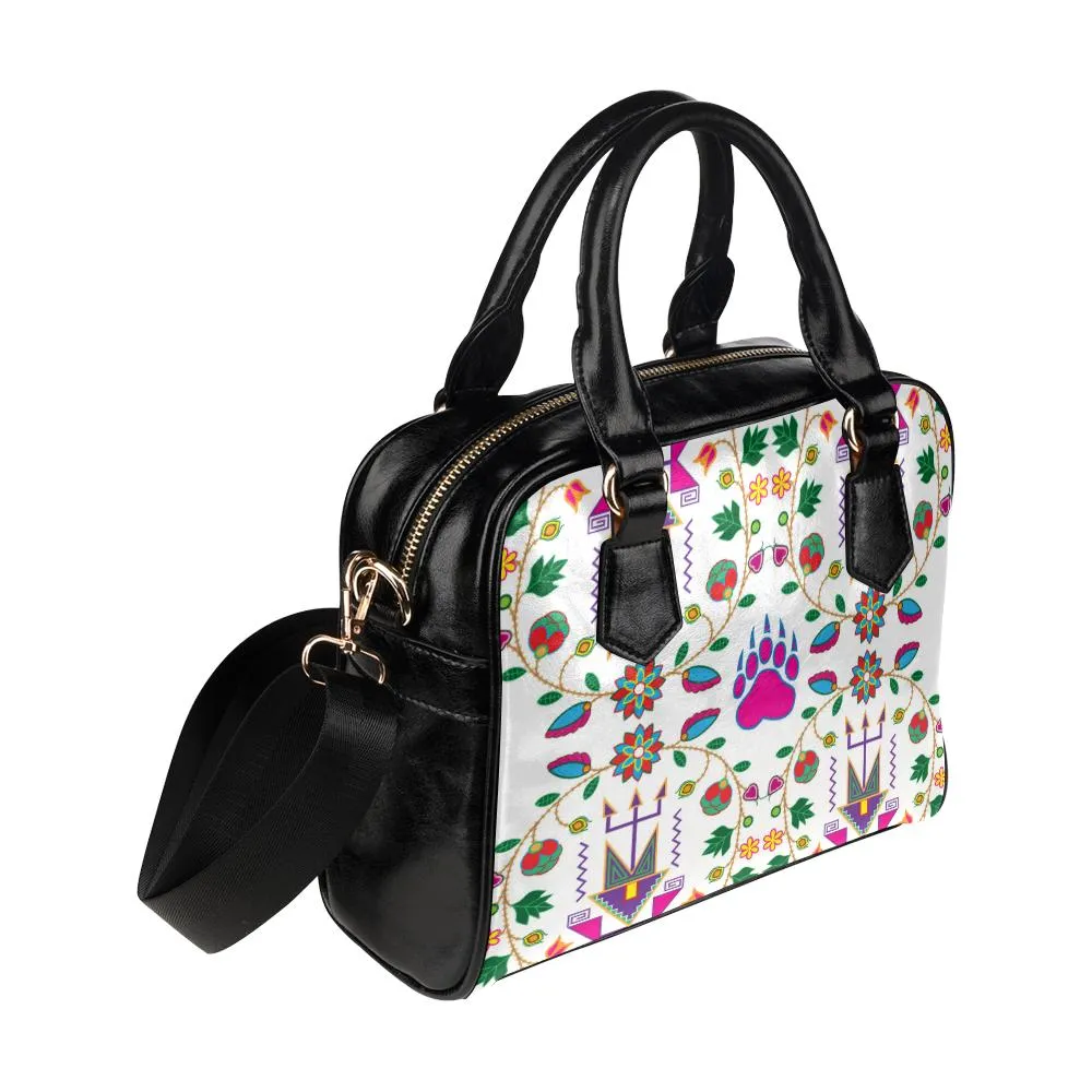 Geometric Floral Fall-White Shoulder Handbag