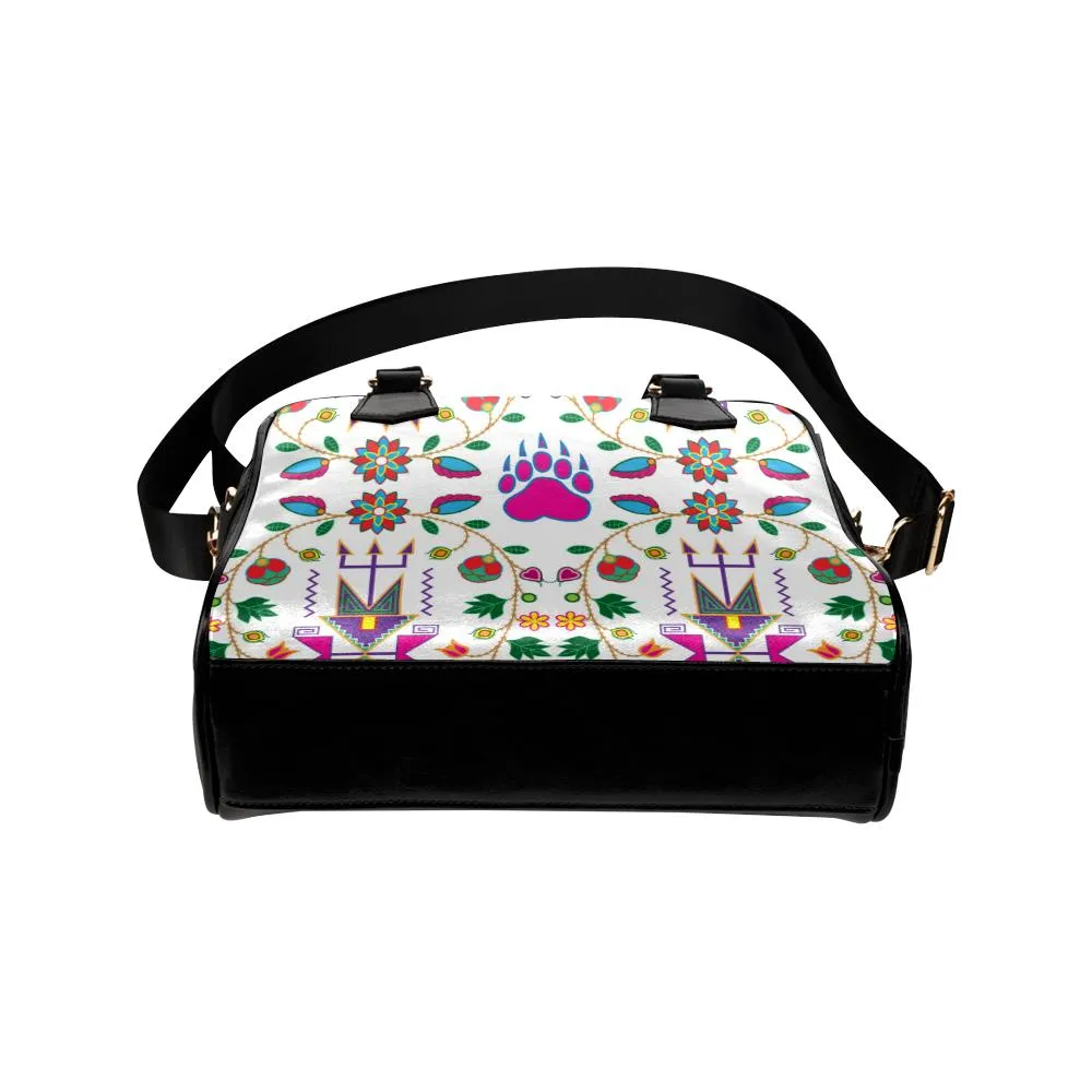 Geometric Floral Fall-White Shoulder Handbag