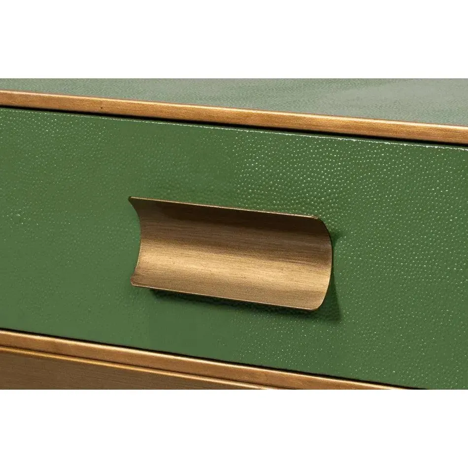 Gideon Wood and Shagreen Leather Green Square Coffee Table