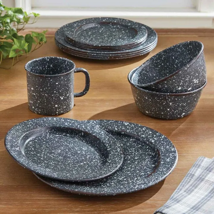 Gray Granite Enamelware Mug Set