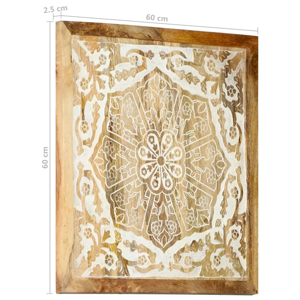 Hand-Carved Wall Panels 2 pcs Solid Mango Wood 60x60x2.5 cm