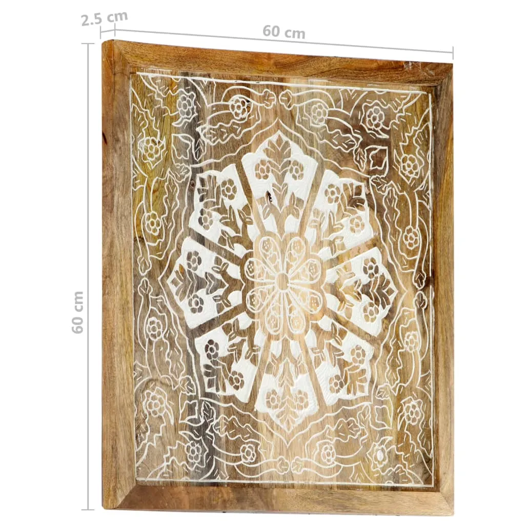 Hand-Carved Wall Panels 2 pcs Solid Mango Wood 60x60x2.5 cm