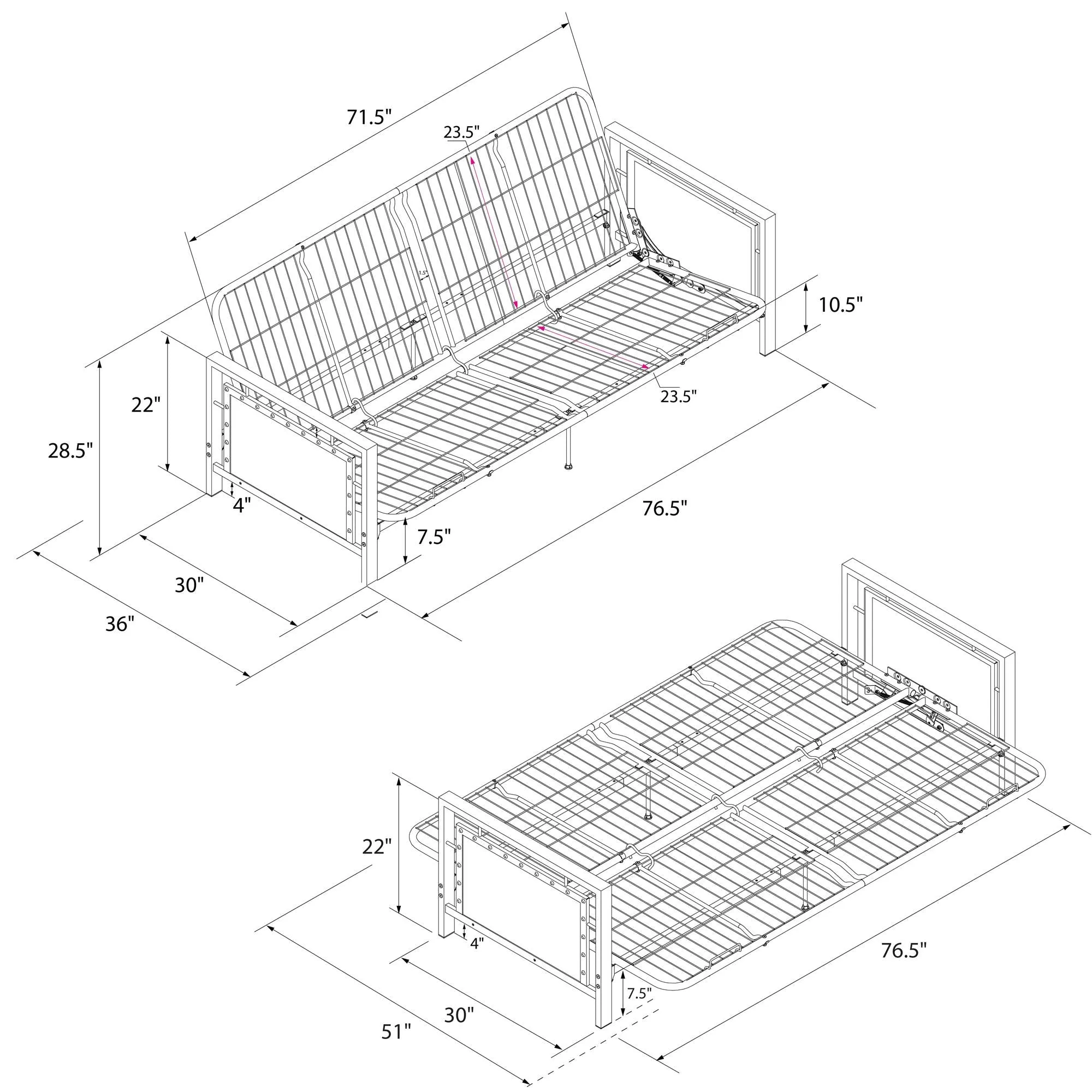 Henley Metal Futon Frame