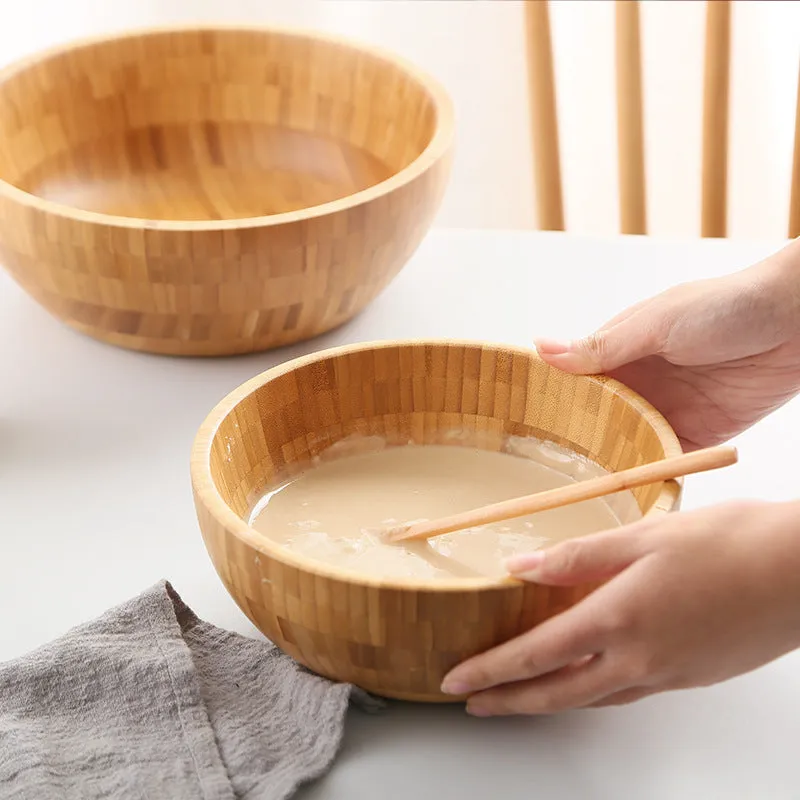 Household Salad Wooden Bowl Stirring Chinese Medicine Mask Bamboo Bowl Bamboo Wooden Large And Noodles Wooden Basin Lettering