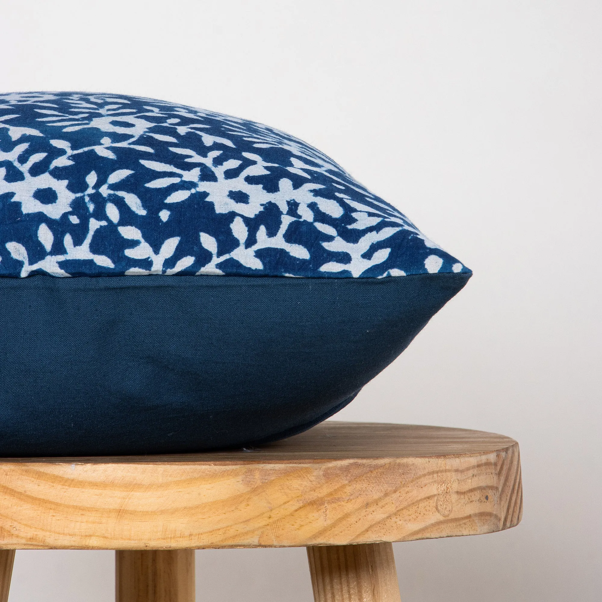 Indigo Blue Floral Printed Pure Cotton Cushion Covers