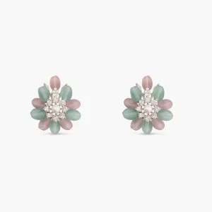 Jasmine Delicate CZ Aqua Stud Earrings