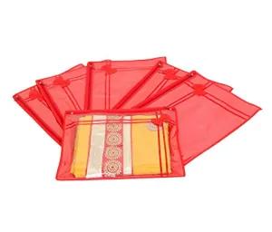 Kuber Industries 6 Piece Non-Woven Saree Cover, Red