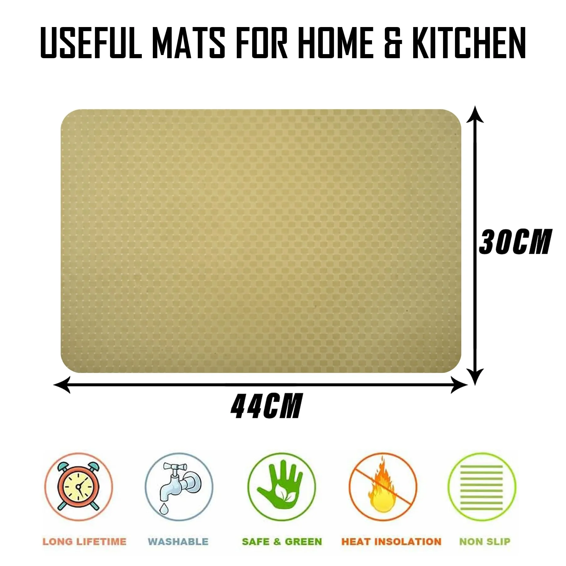 Kuber Industries Placemat | Placemats for Dining Room | Table Mat Set | Placemats for Kitchen Table | Dining Table Placemats | Check-Design Placemat | 6 Piece Set | Beige