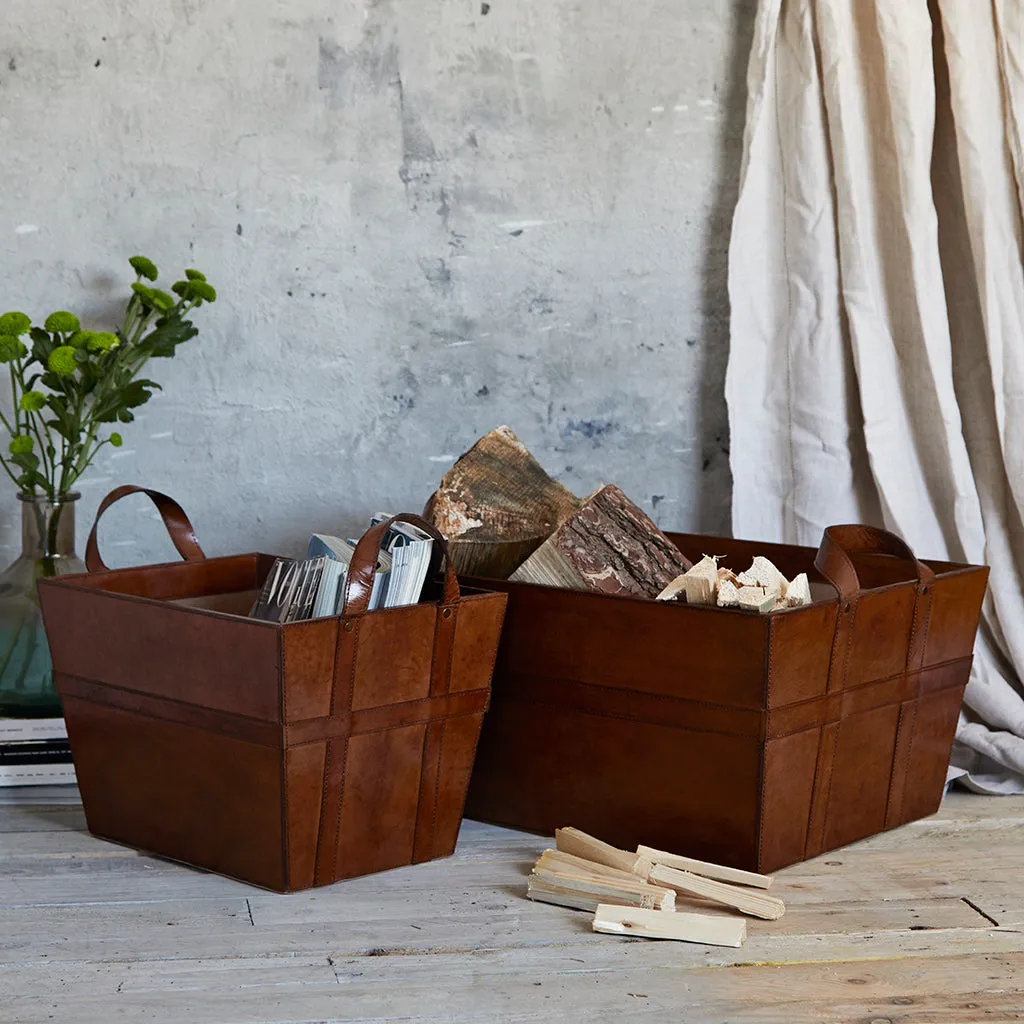 Leather Log Basket