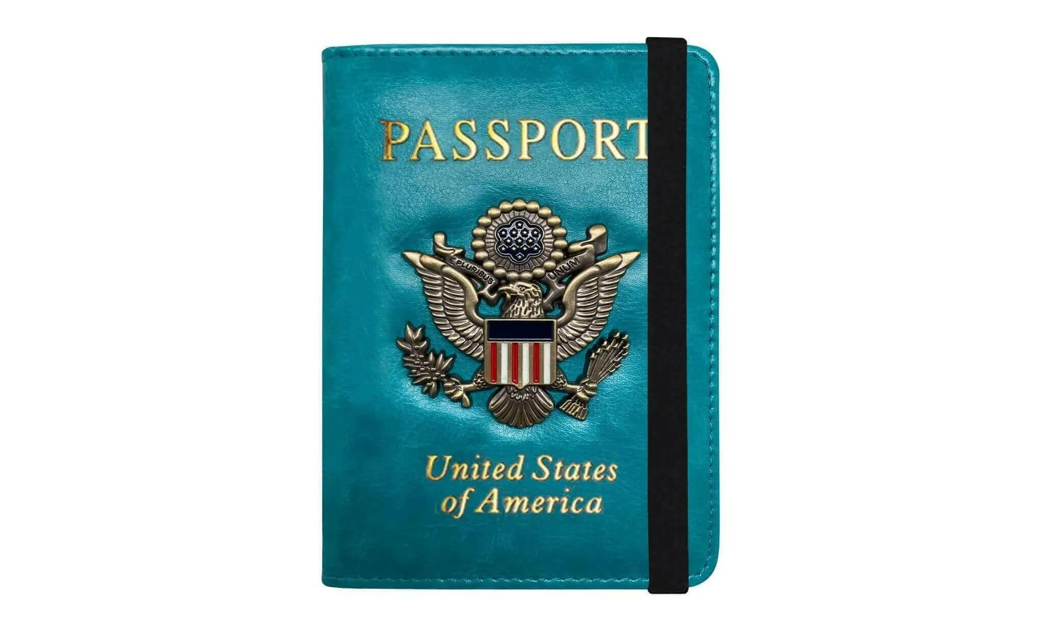 Leather Passport Wallet With Vaccination Card Slot & Elastic Strap