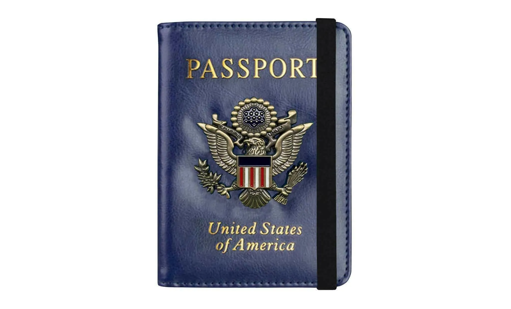 Leather Passport Wallet With Vaccination Card Slot & Elastic Strap