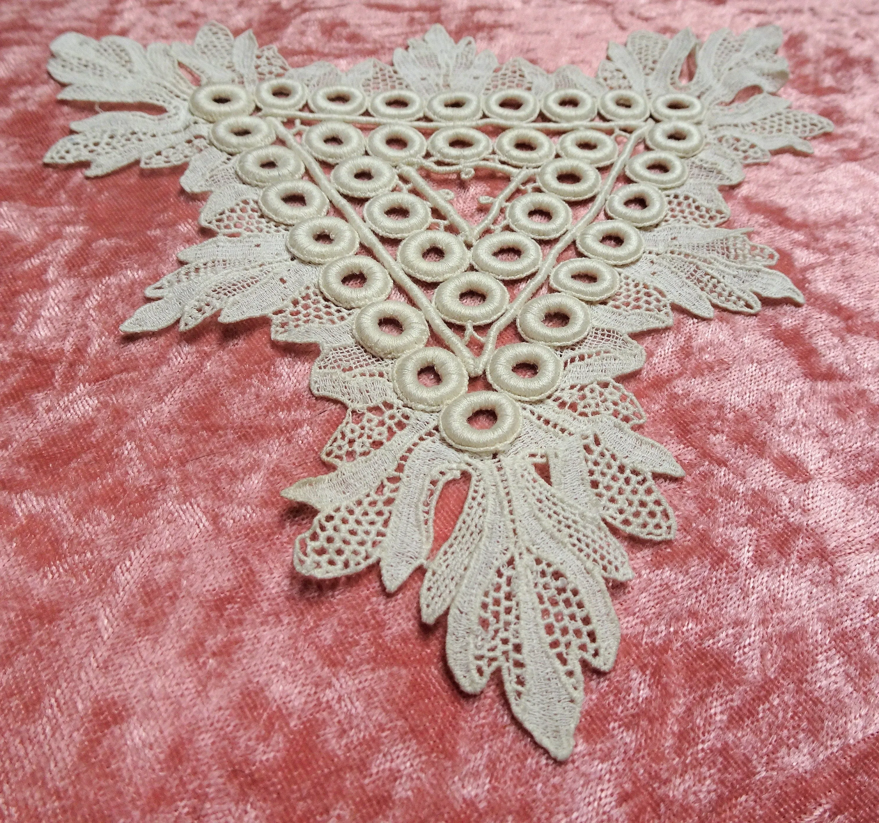 LOVELY Victorian Intricate Heavily Embroidered APPLIQUE,Large Trim for Hats,Wedding Bridal,Flapper Clothing,Collectible Vintage Lace