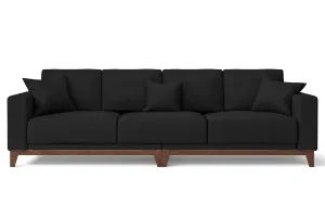 Lucca 4 Seater Sofa Black Leather