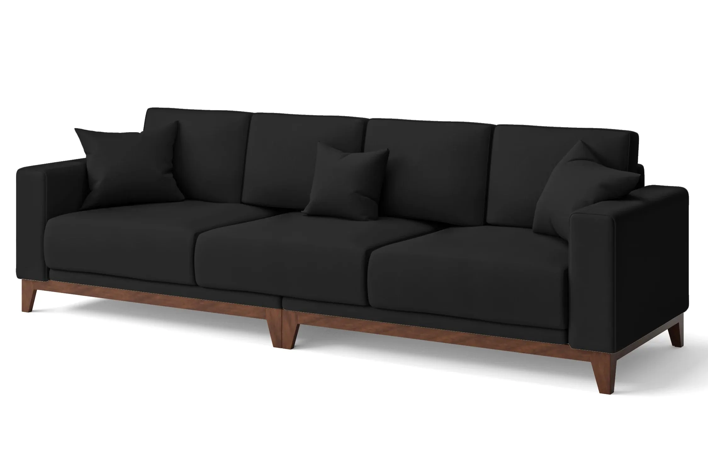 Lucca 4 Seater Sofa Black Leather