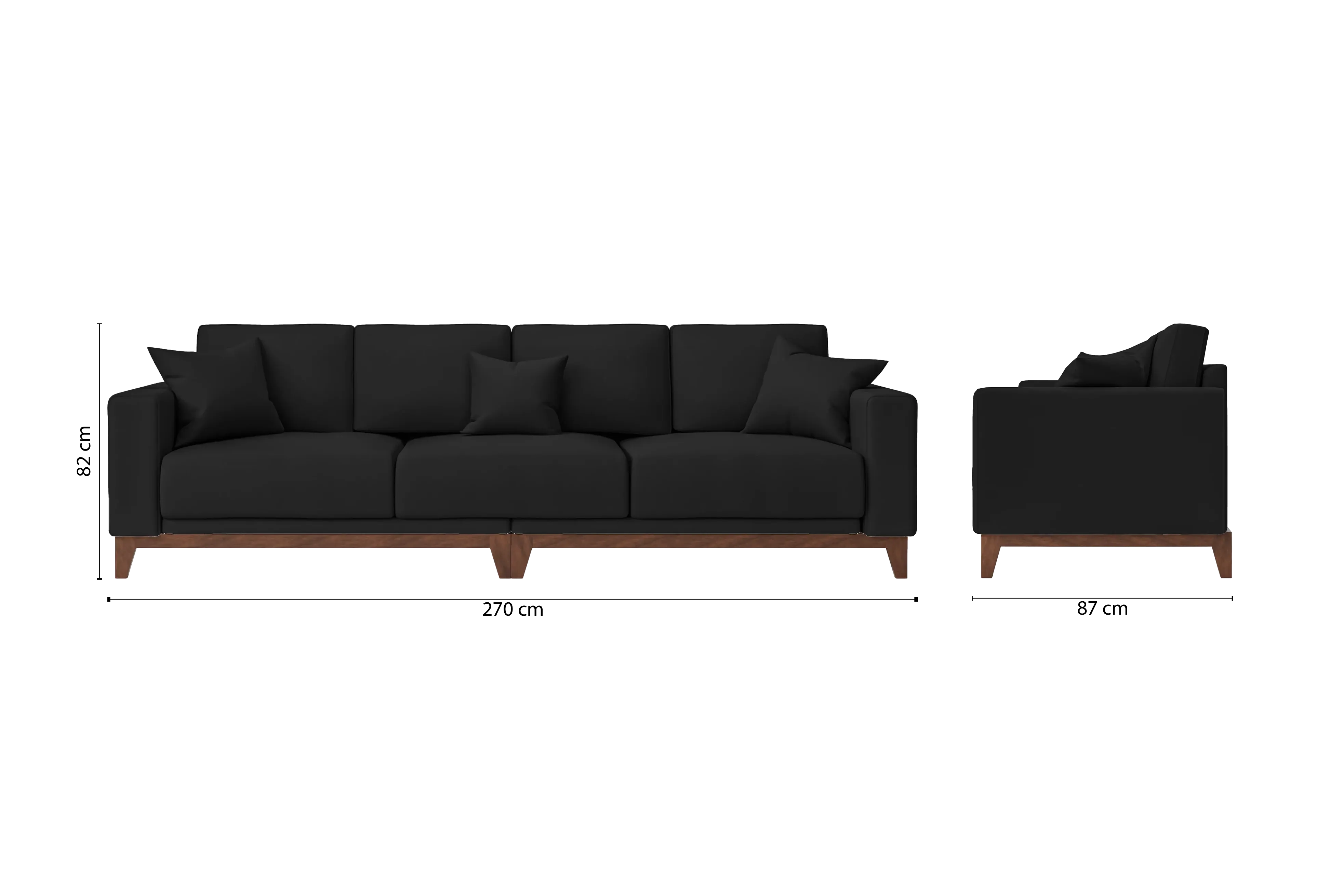 Lucca 4 Seater Sofa Black Leather