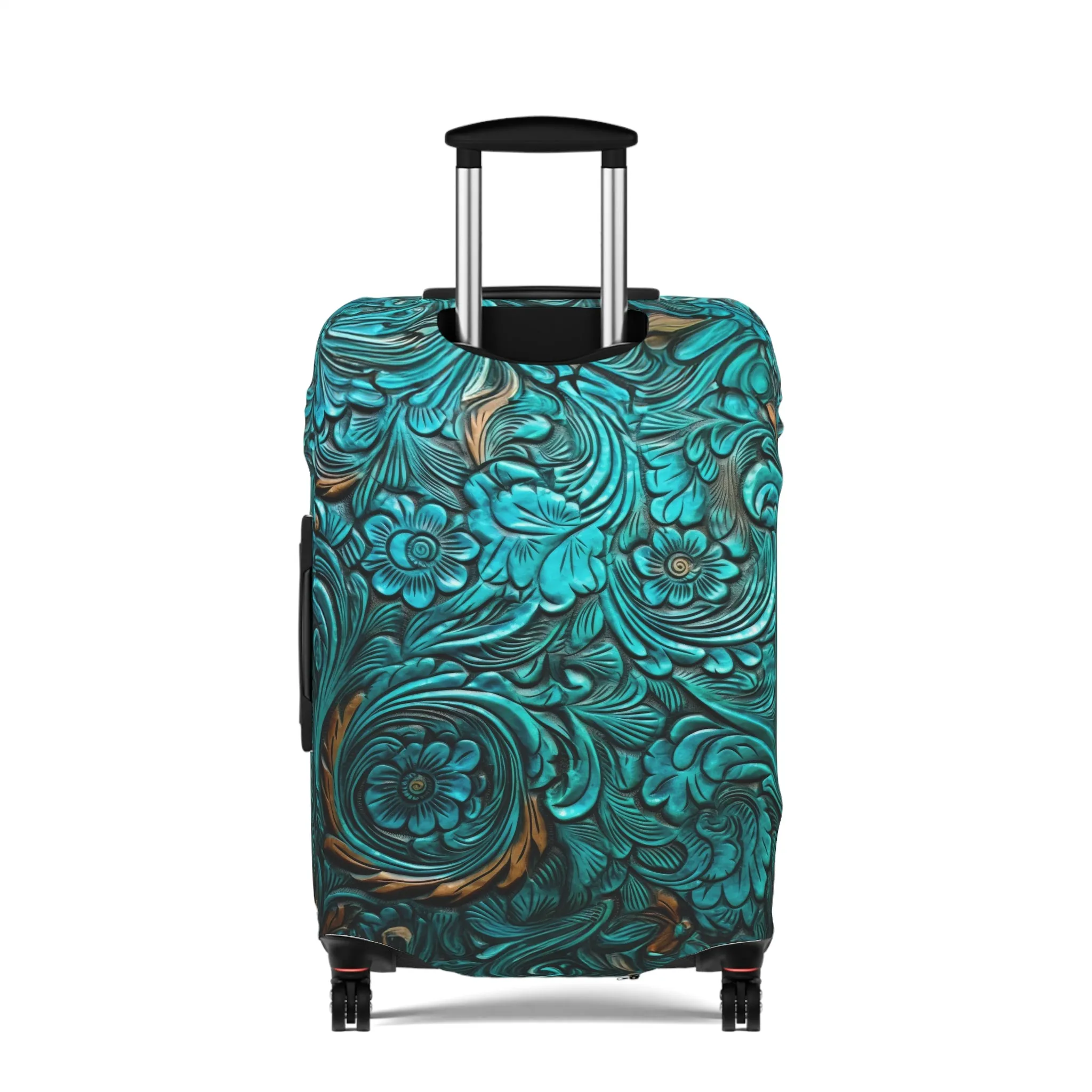 Luggage Cover, Green Tooled Leather Look