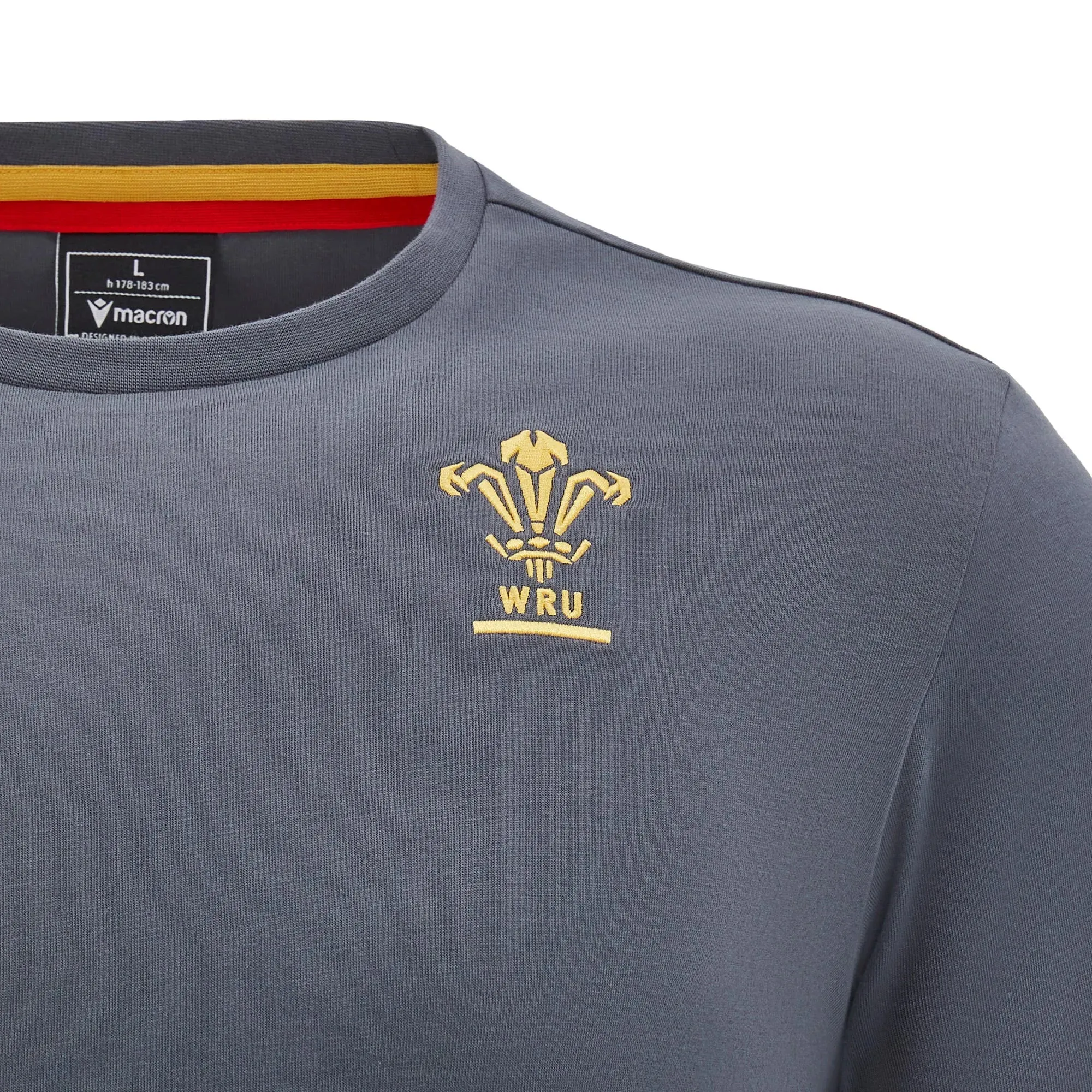 Macron Wales WRU 2024/25 Six Nations Adults Travel Cotton Rugby T-Shirt