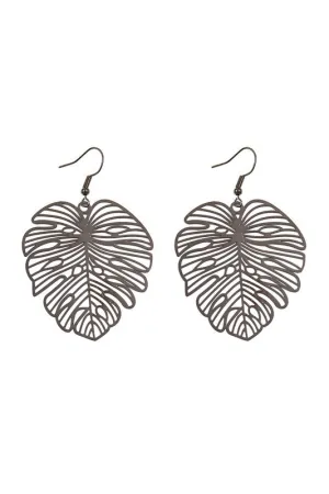 Monstera Leaf Laser Cut Filigree Earrings