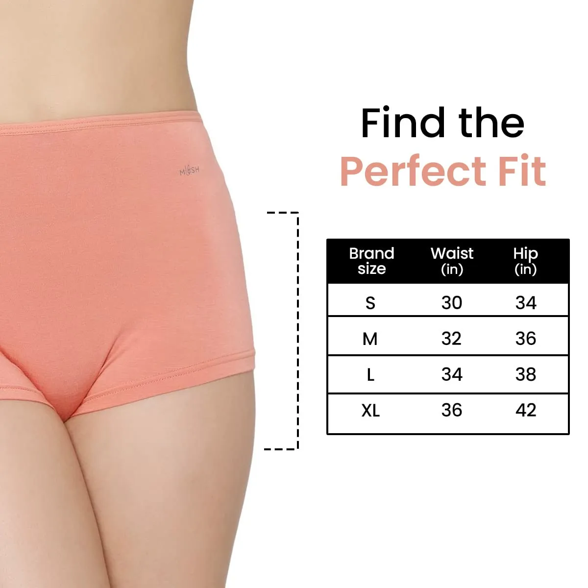 Mush Bamboo Boyshort Panties for Women | Ultra Soft Bamboo Underwear for Women | Breathable, Anti-Odor, Seamless & All Day Comfort Panties Pack of 3 (S, Peach)