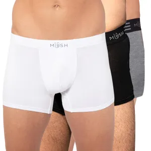 Mush Ultra Soft, Breathable, Feather Light Men's Bamboo Trunk || Naturally Anti-Odor and Anti-Microbial Bamboo Innerwear Pack of 3 (M, Grey White and Black)