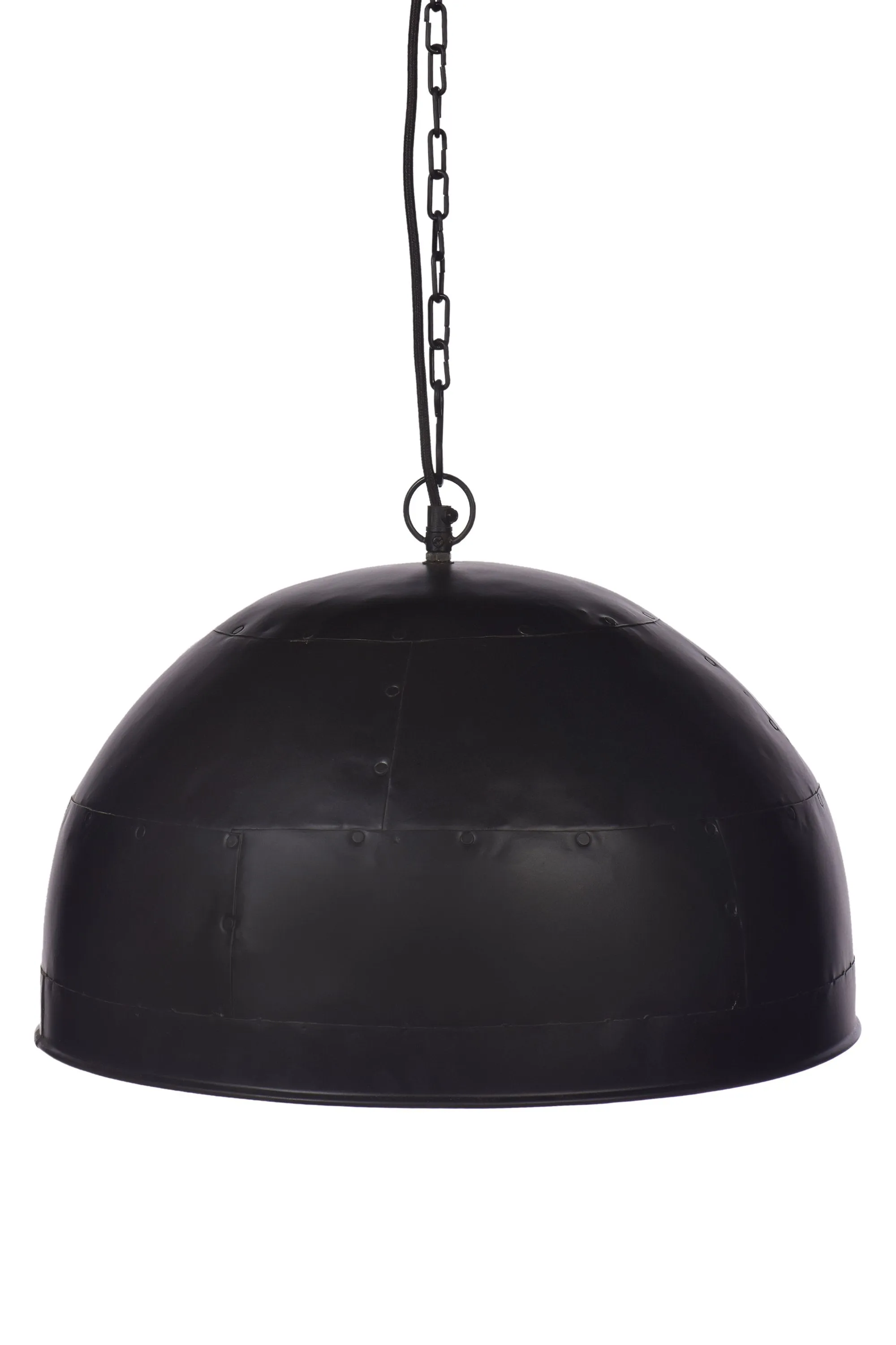 Noir Small - Black With Red Interior - Small Iron Dome Pendant Light