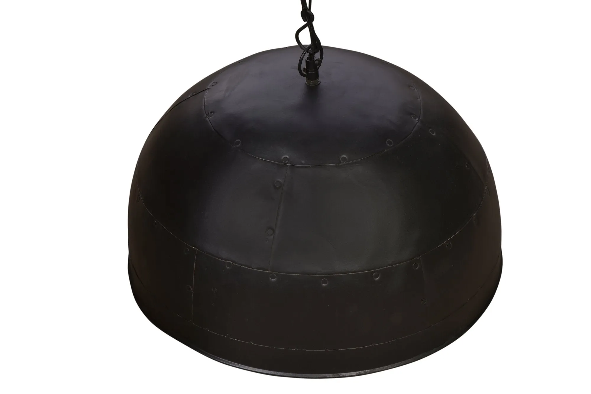 Noir Small - Black With Red Interior - Small Iron Dome Pendant Light