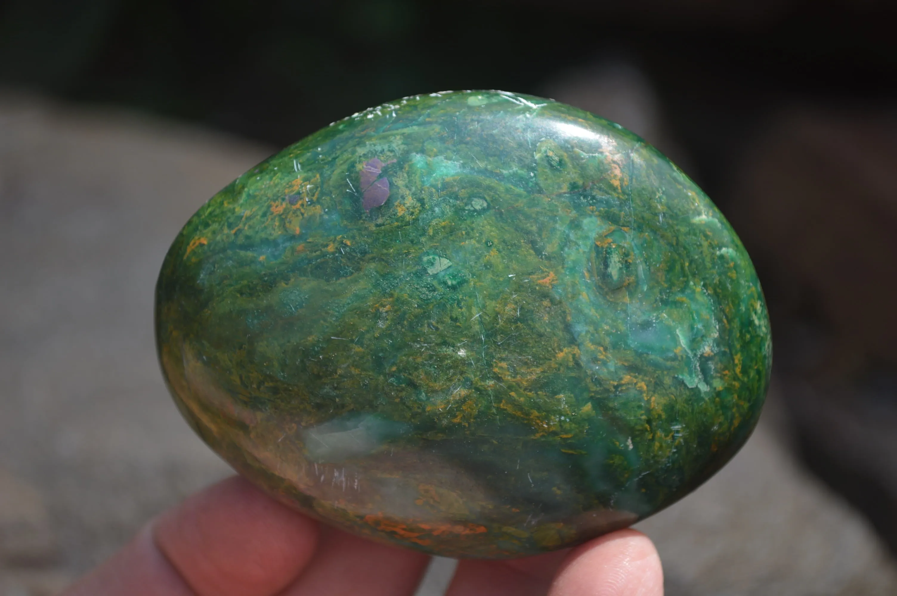 Polished Ruby Corundum In Chrome Verdite Palm Stones x 12 From Zimbabwe